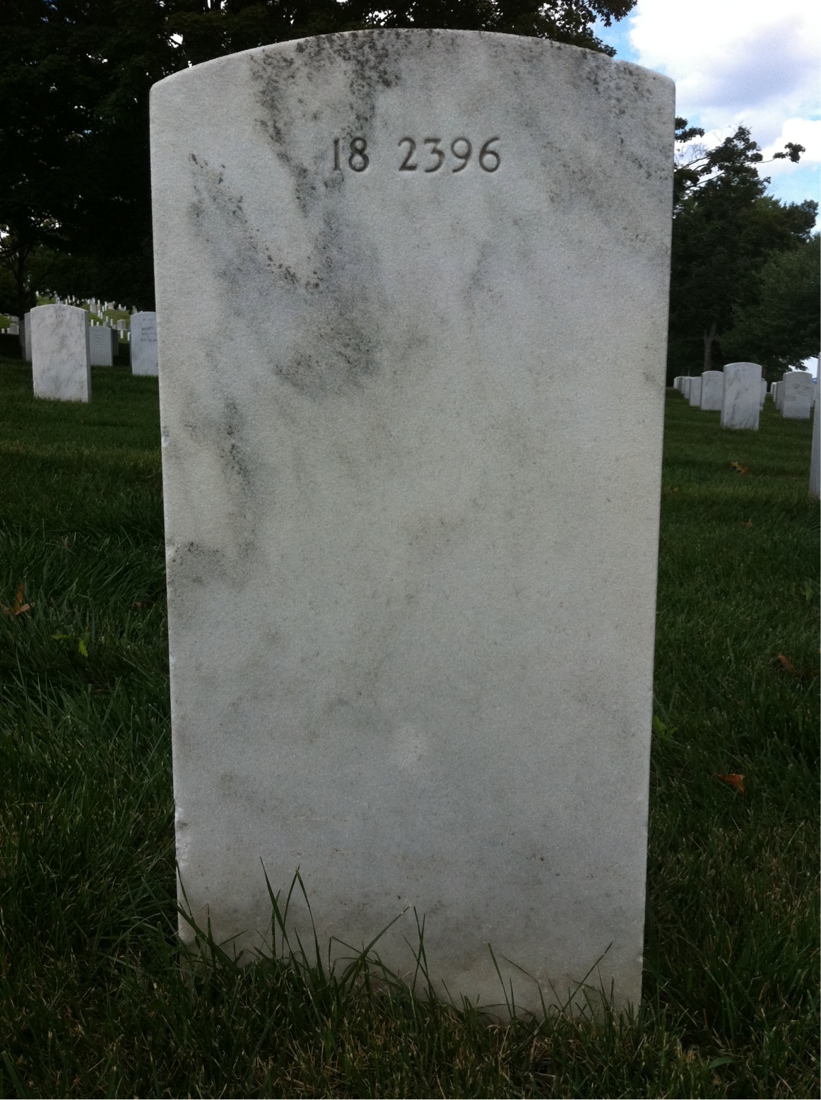 Back of headstone — Fred Ashley