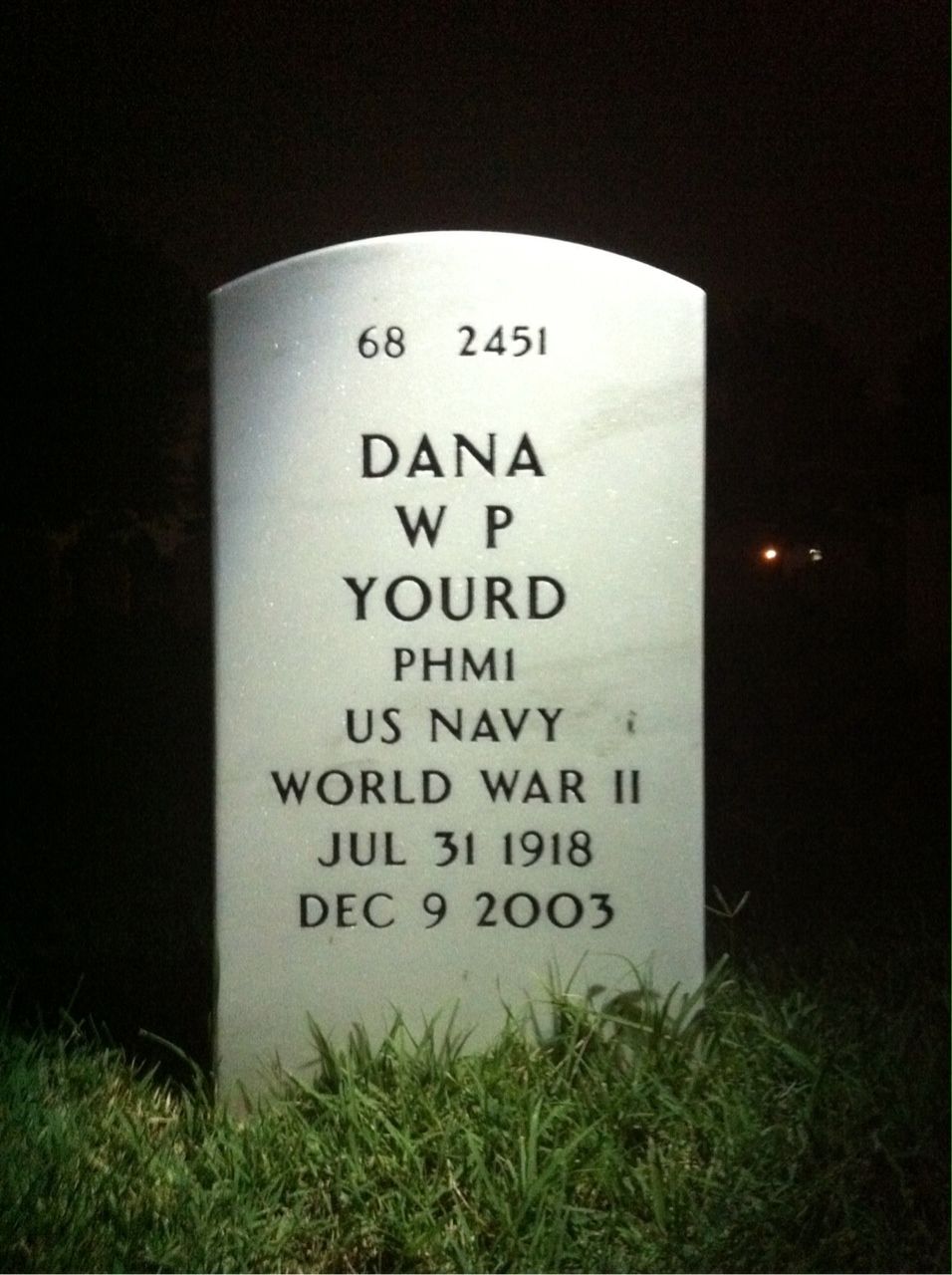 Back of headstone — Dana Yourd