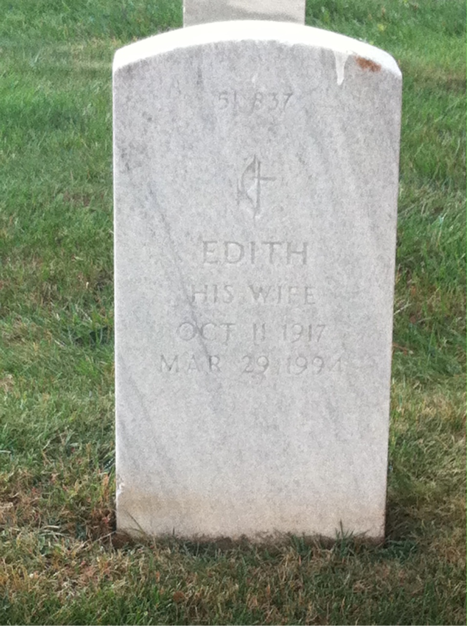 Back of headstone — Edith Morgan
