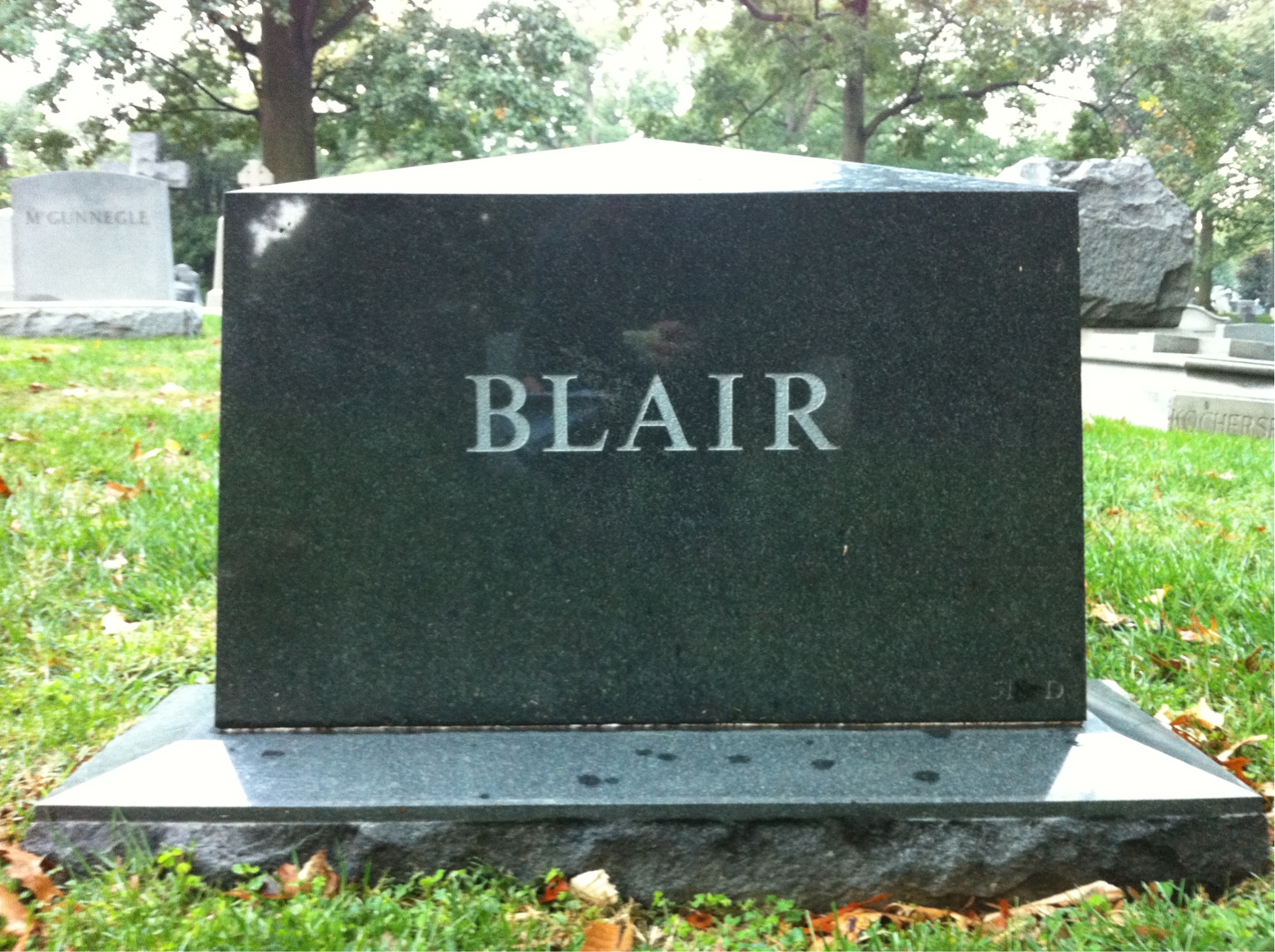 Back of headstone — Richard Blair