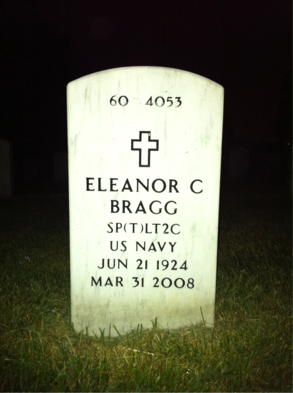 Back of headstone — Eleanor Bragg