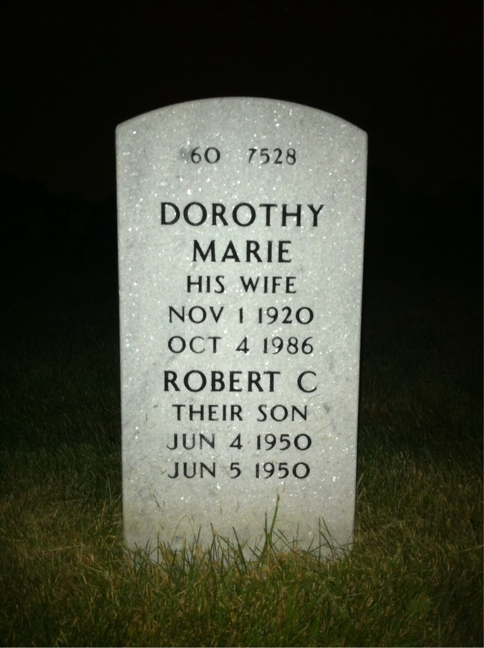 Back of headstone — Wallace Izzo