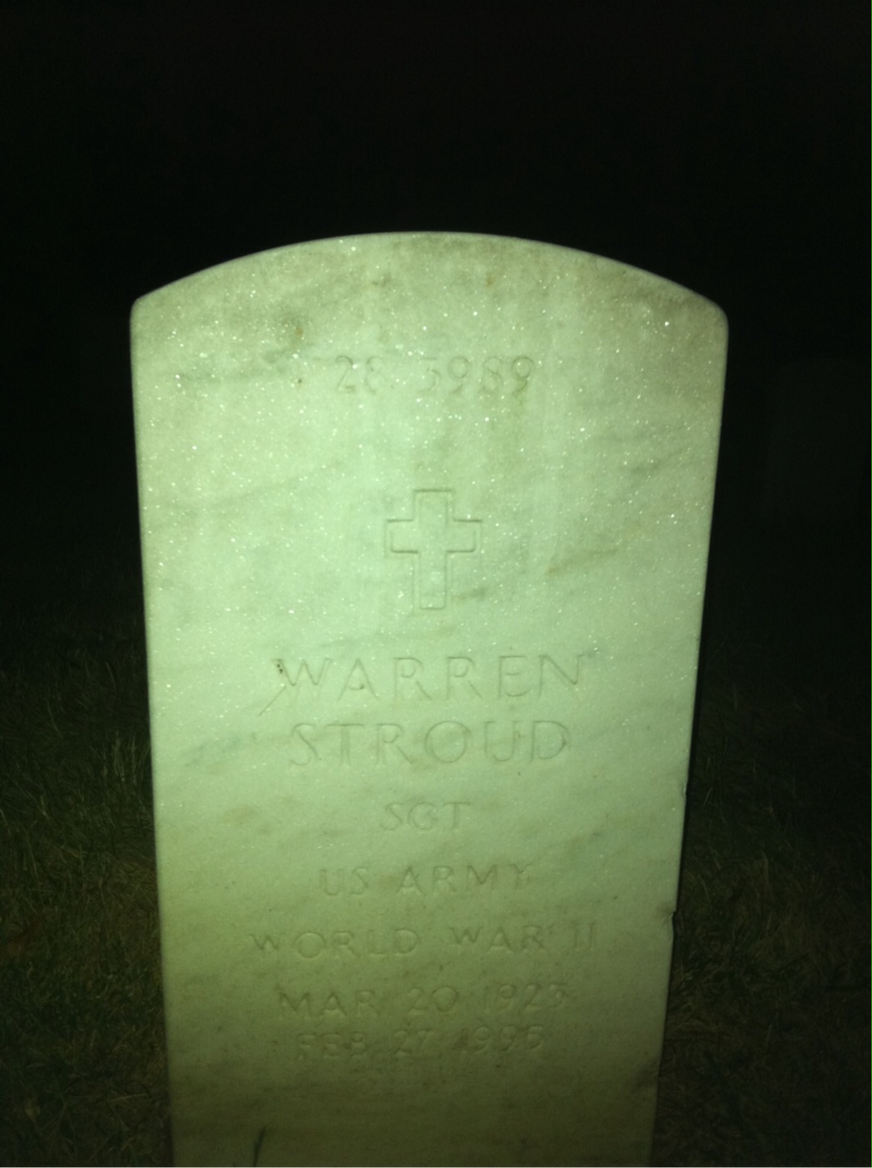 Back of headstone — Warren Stroud