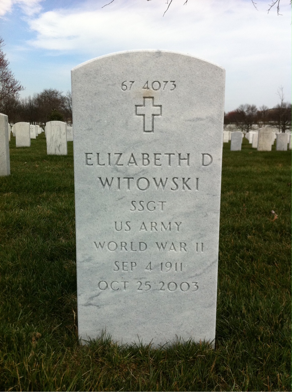 Back of headstone — Elizabeth Witowski