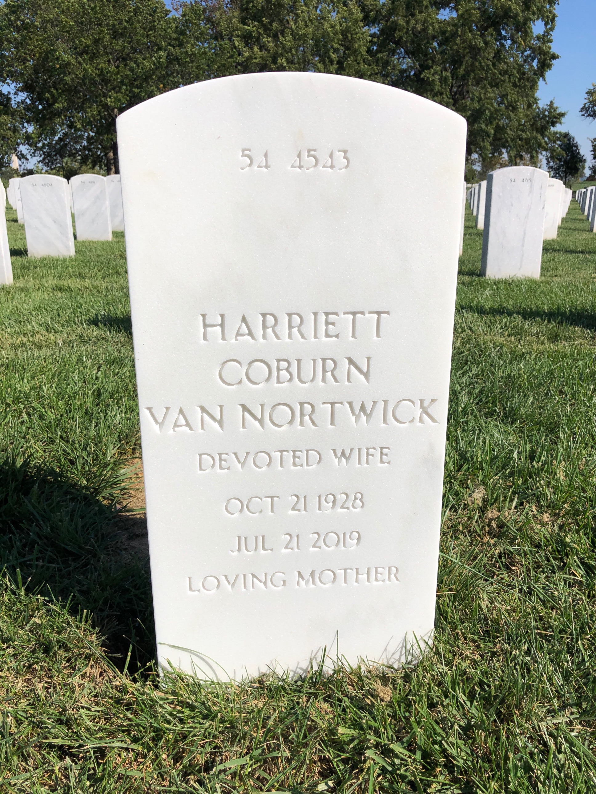 Back of headstone — Davis Van Nortwick