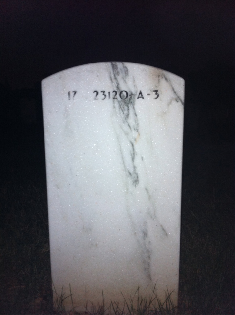 Back of headstone — Vernon Bennett