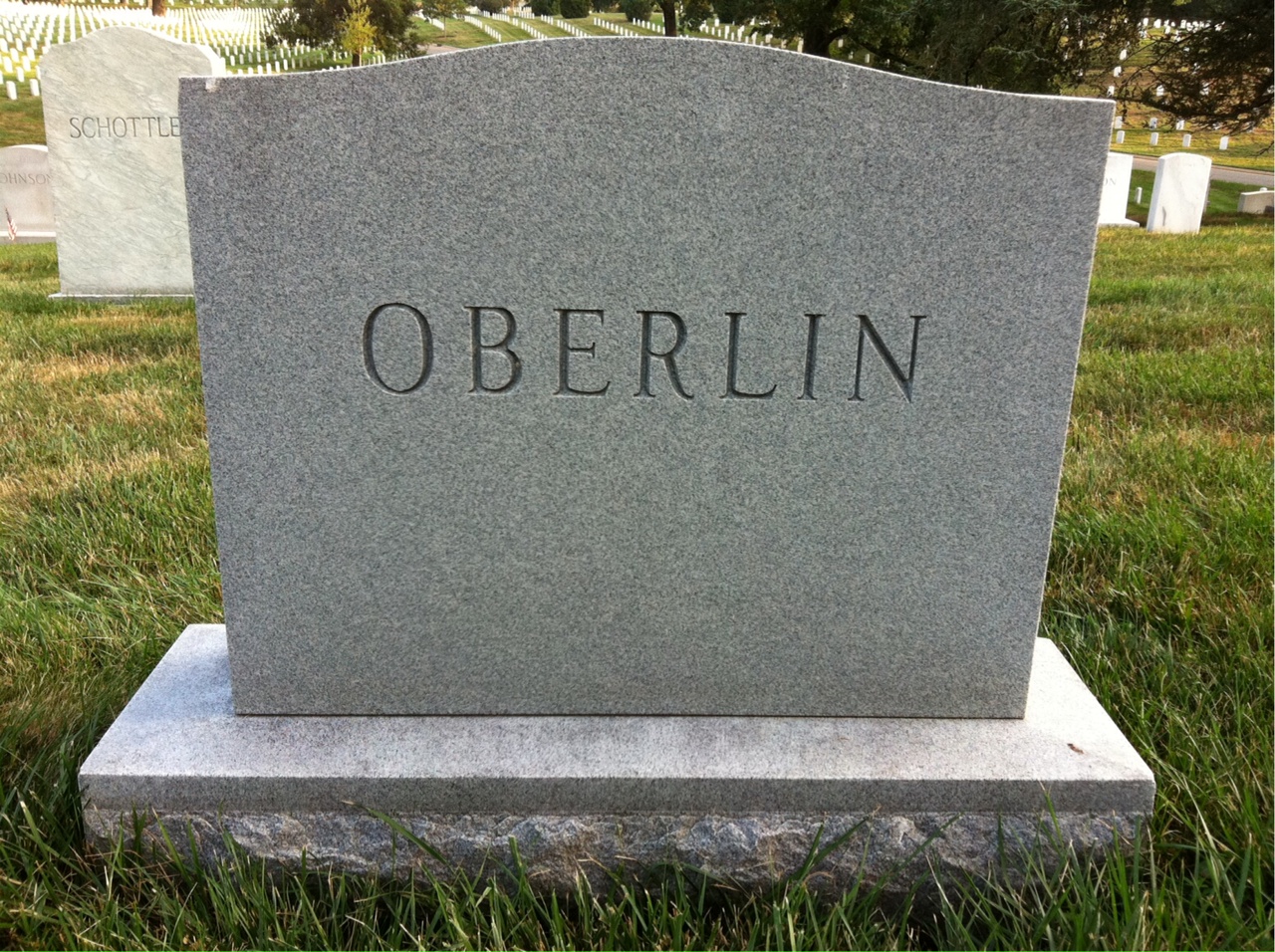 Back of headstone — William W Oberlin