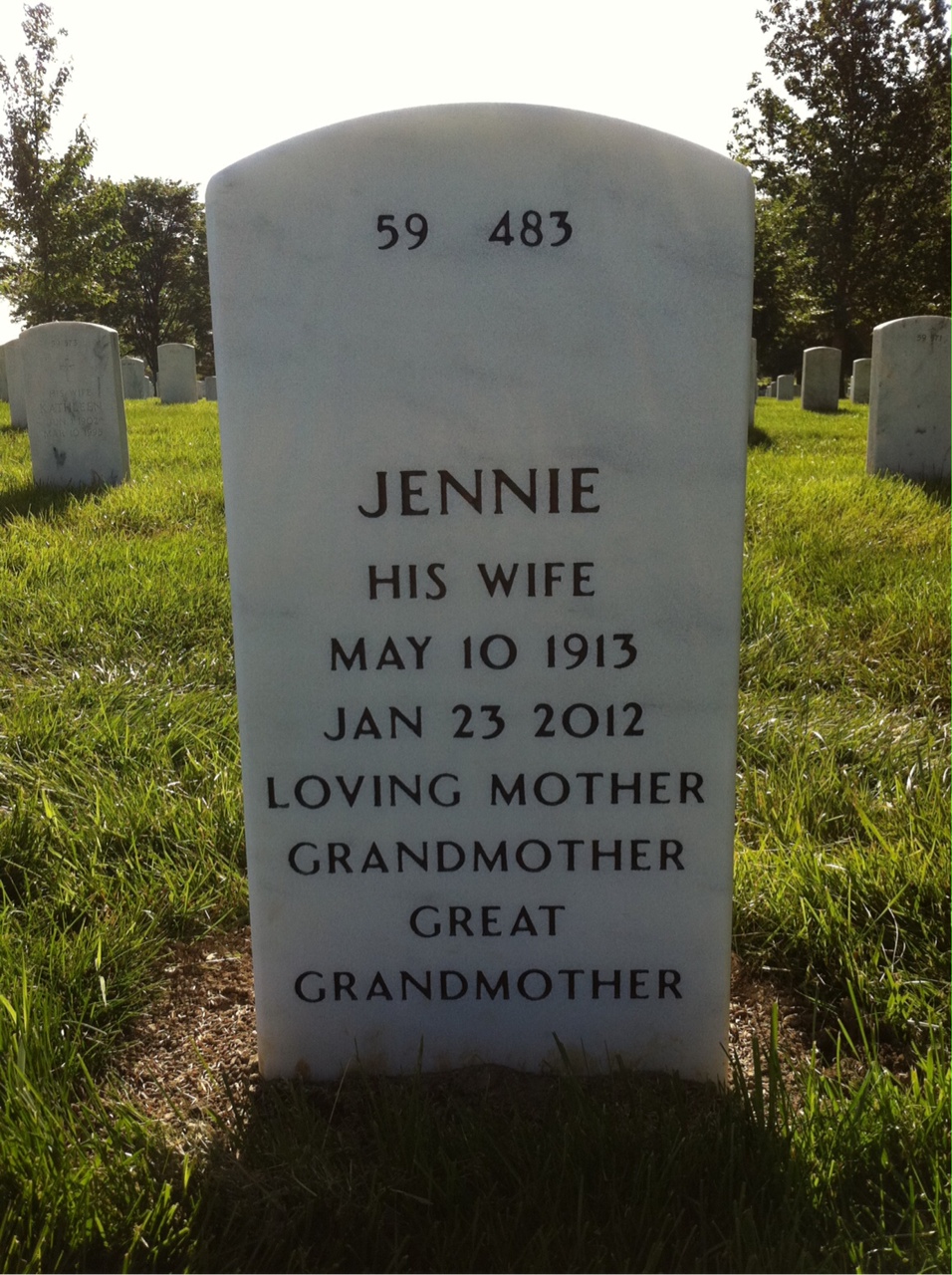 Back of headstone — Angelo Molino