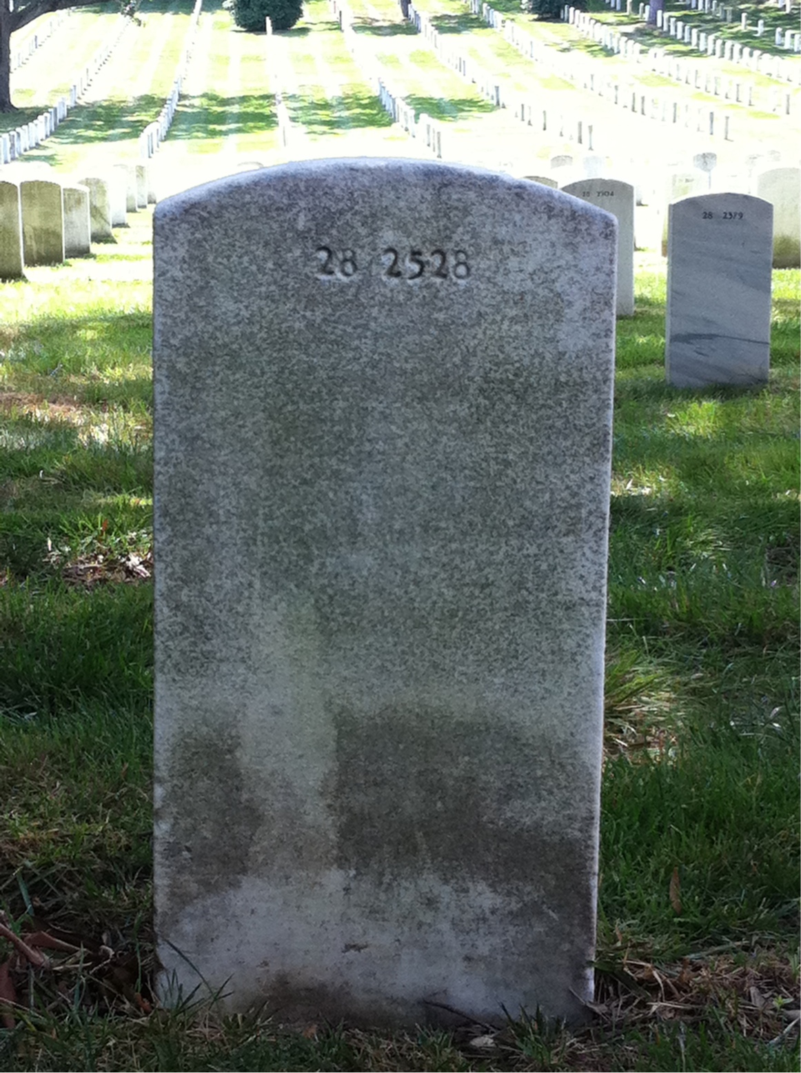 Back of headstone — Samuel Bauer