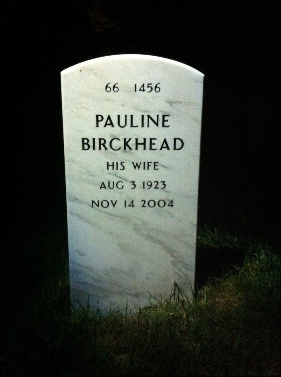 Back of headstone — Warren Dean