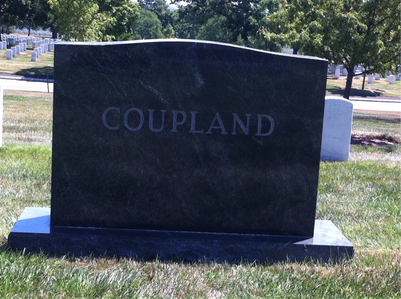 Back of headstone — Richard Coupland