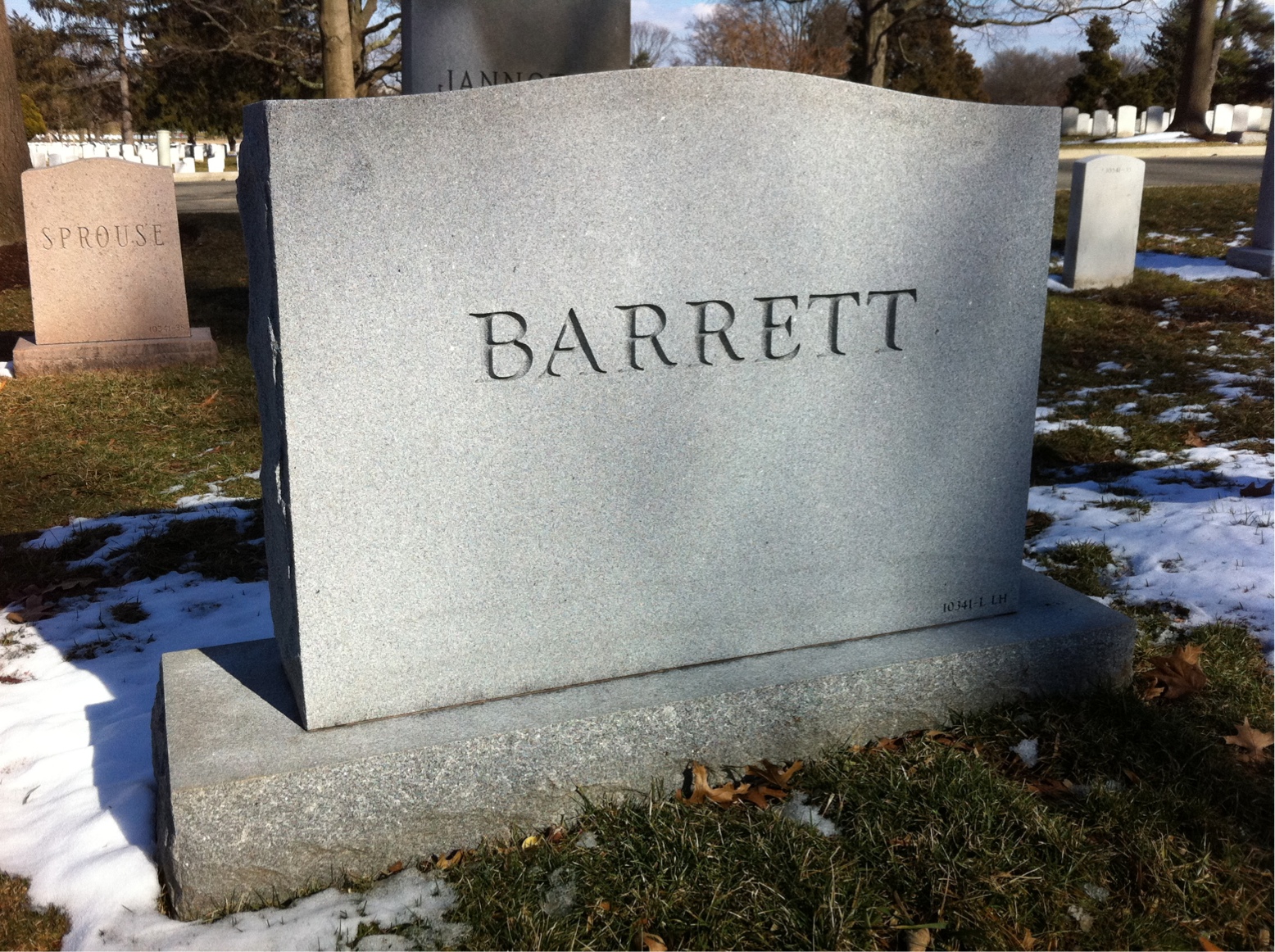 Back of headstone — Raymond Barrett
