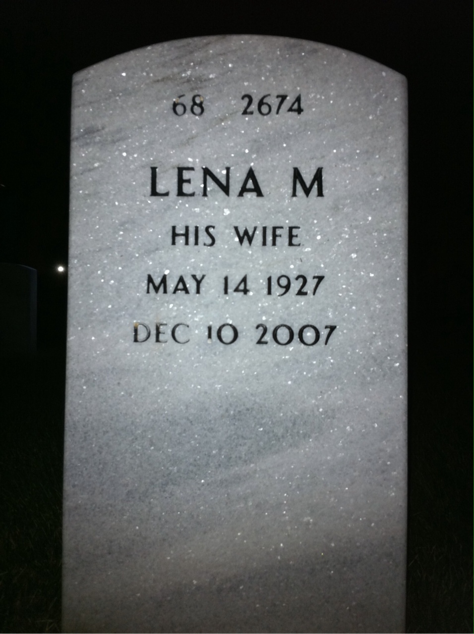 Back of headstone — Sidney Colthorpe