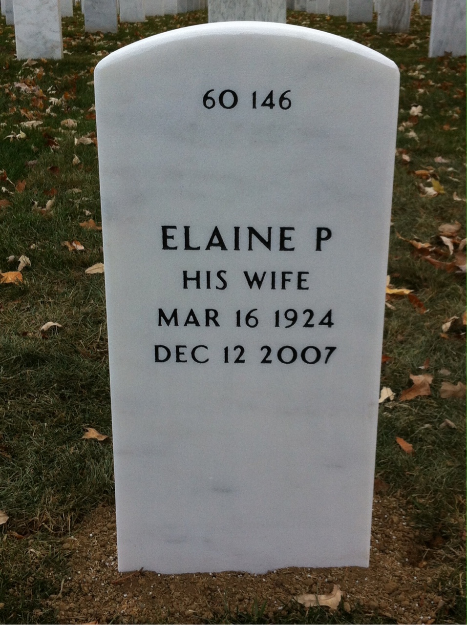 Back of headstone — Herbert Brown