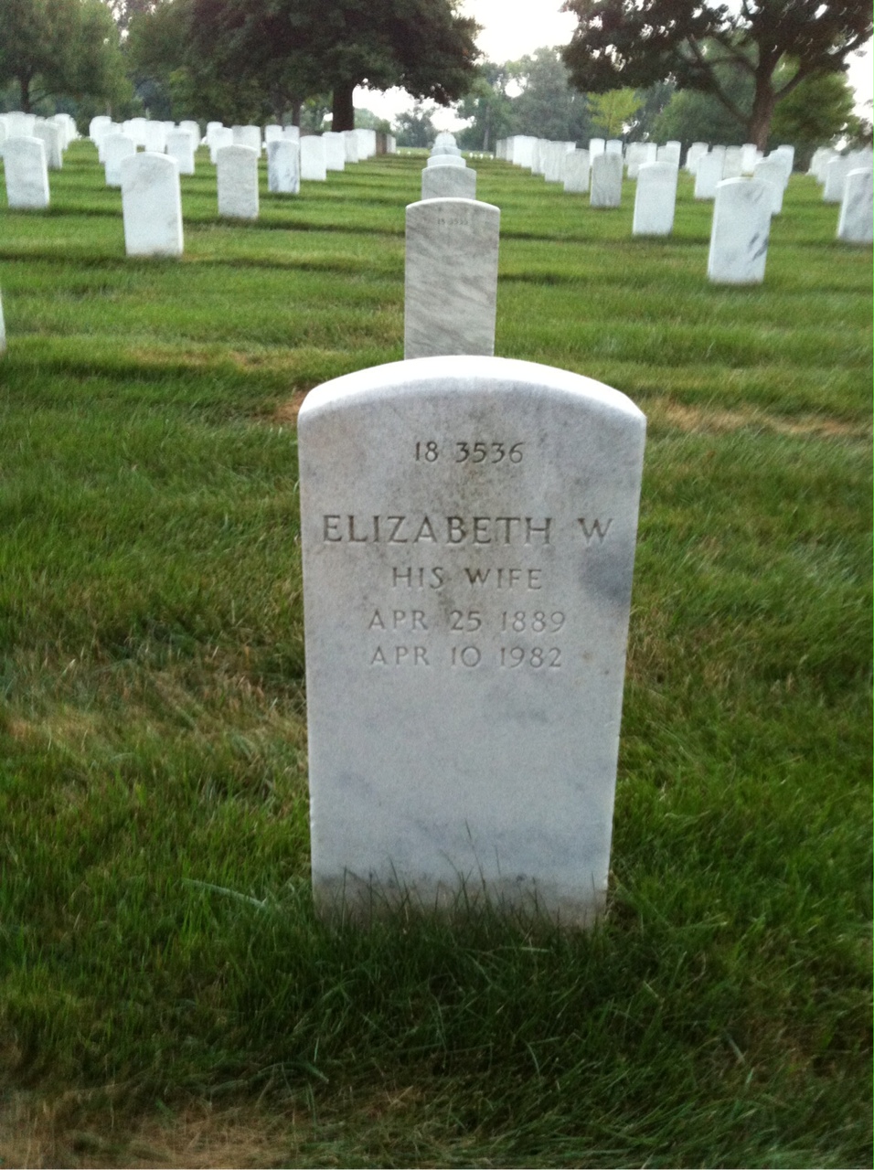 Back of headstone — Elizabeth Crockett