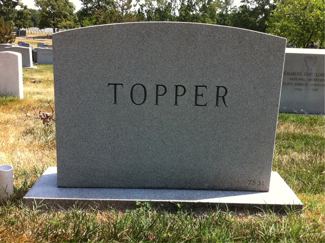 Back of headstone — James Topper