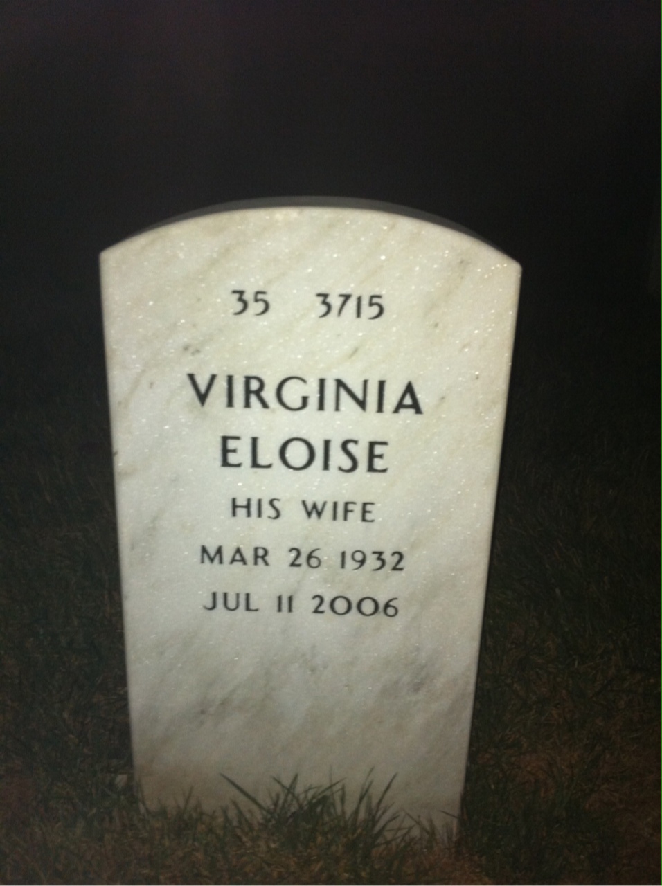 Back of headstone — William Hall