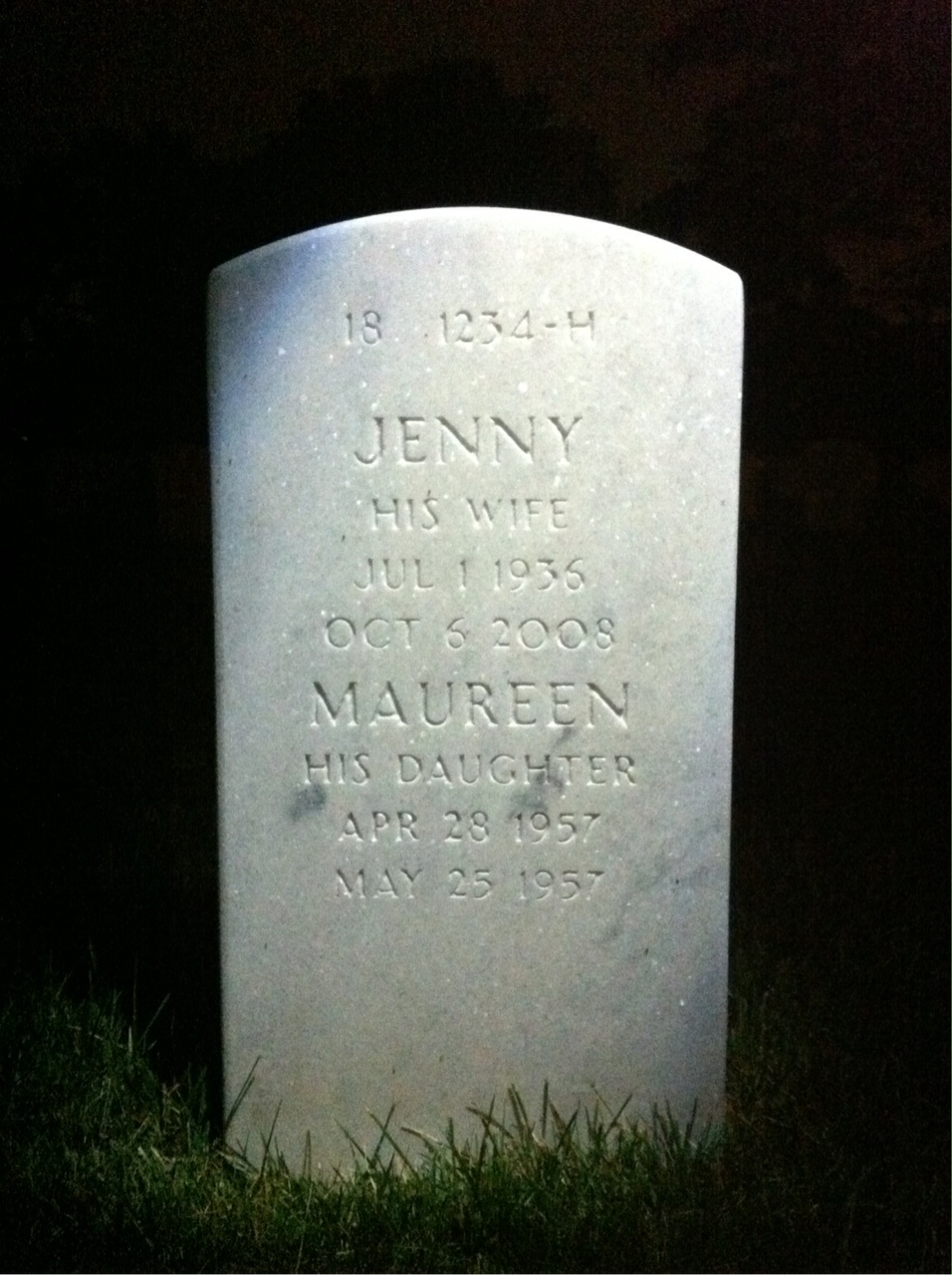 Back of headstone — Delmer Withrow