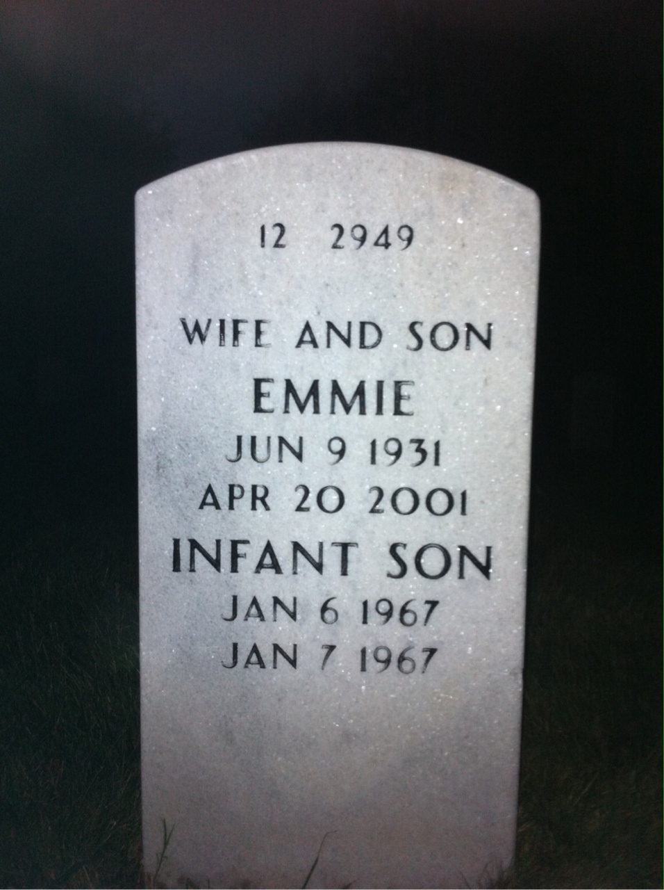 Back of headstone — James Abney