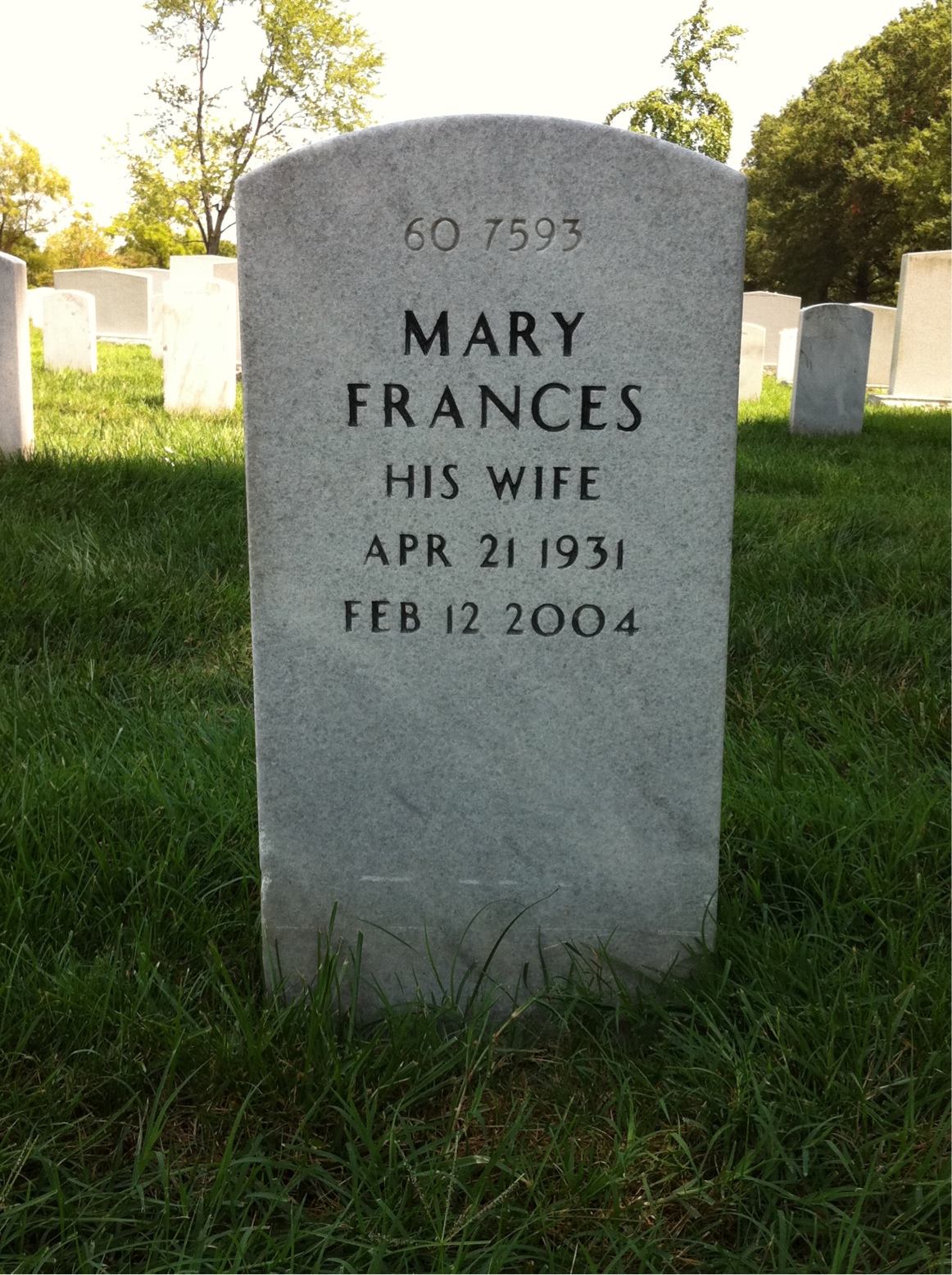 Back of headstone — Roger Powers