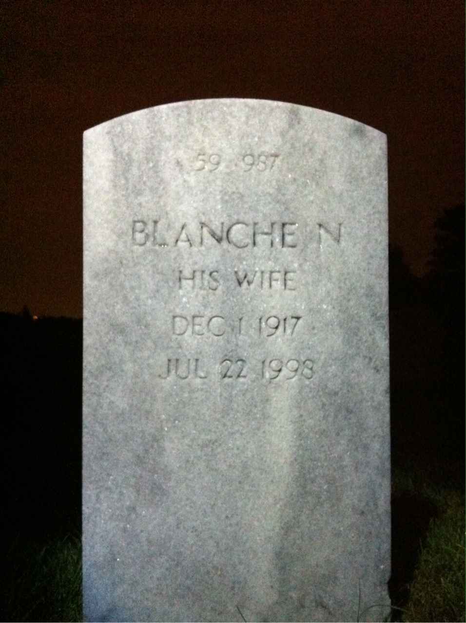 Back of headstone — Blanche Bailey