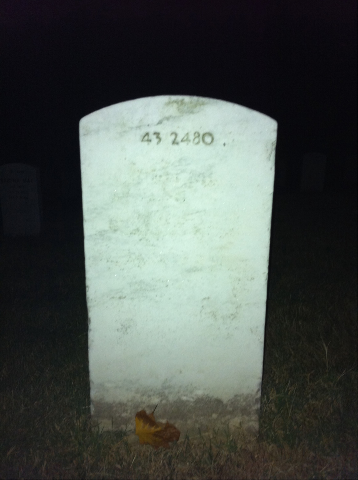 Back of headstone — Albert Alexander