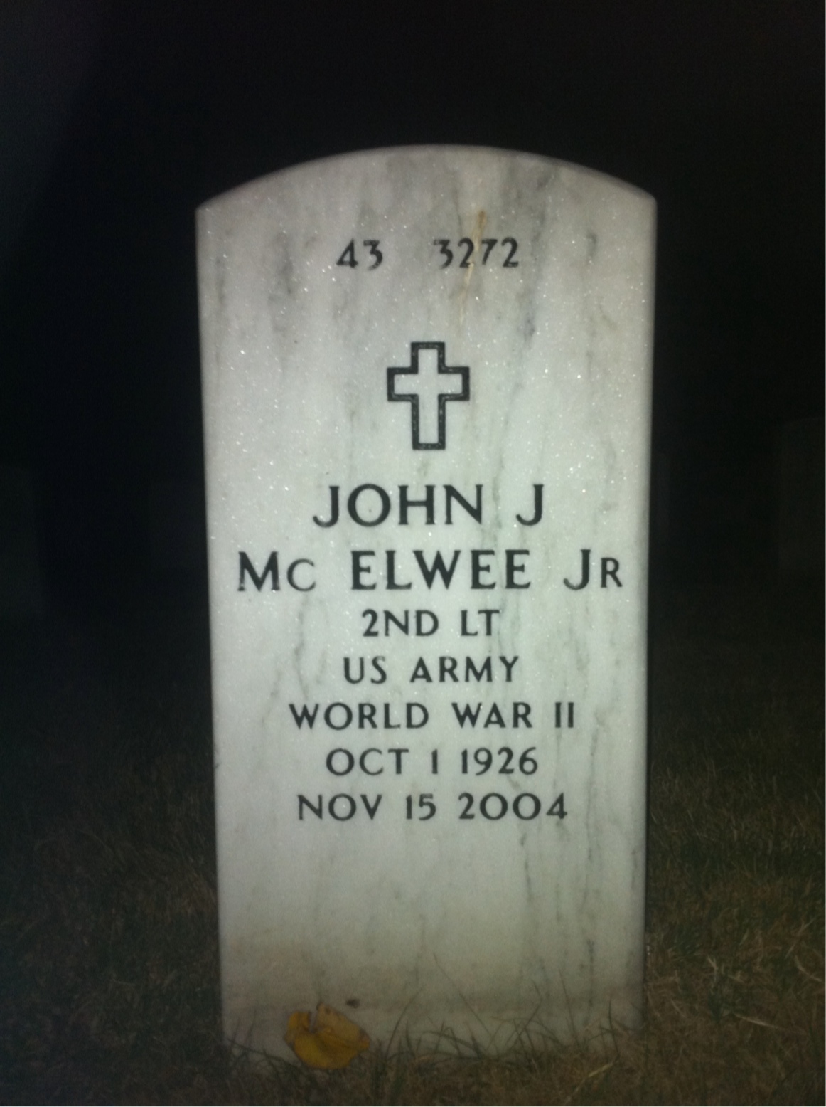 Back of headstone — John Mcelwee