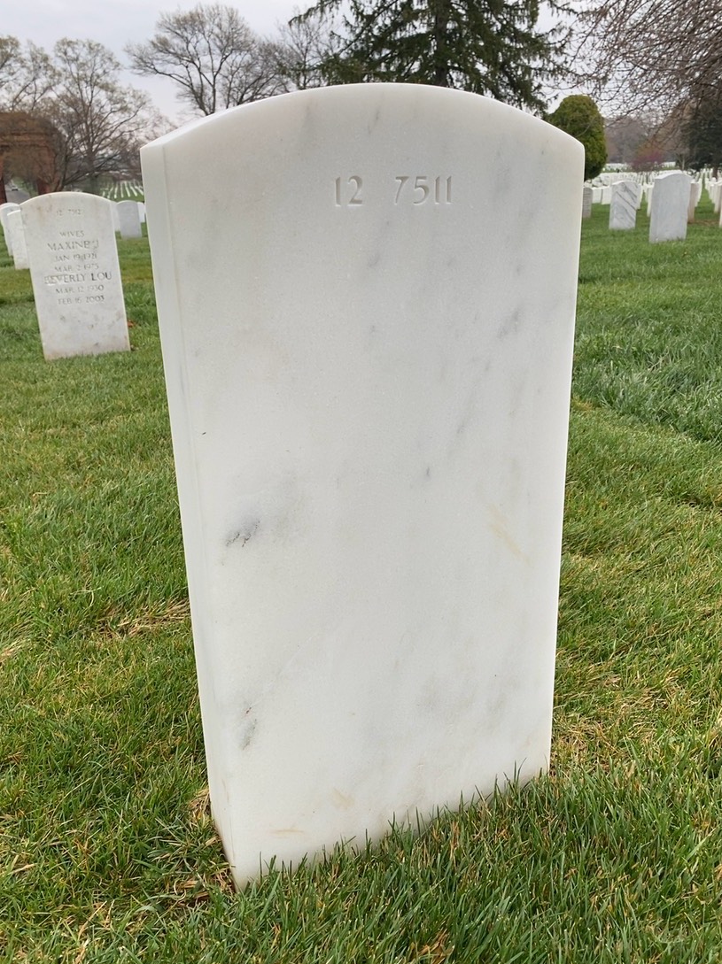 Back of headstone — Vance Justin Klosinski