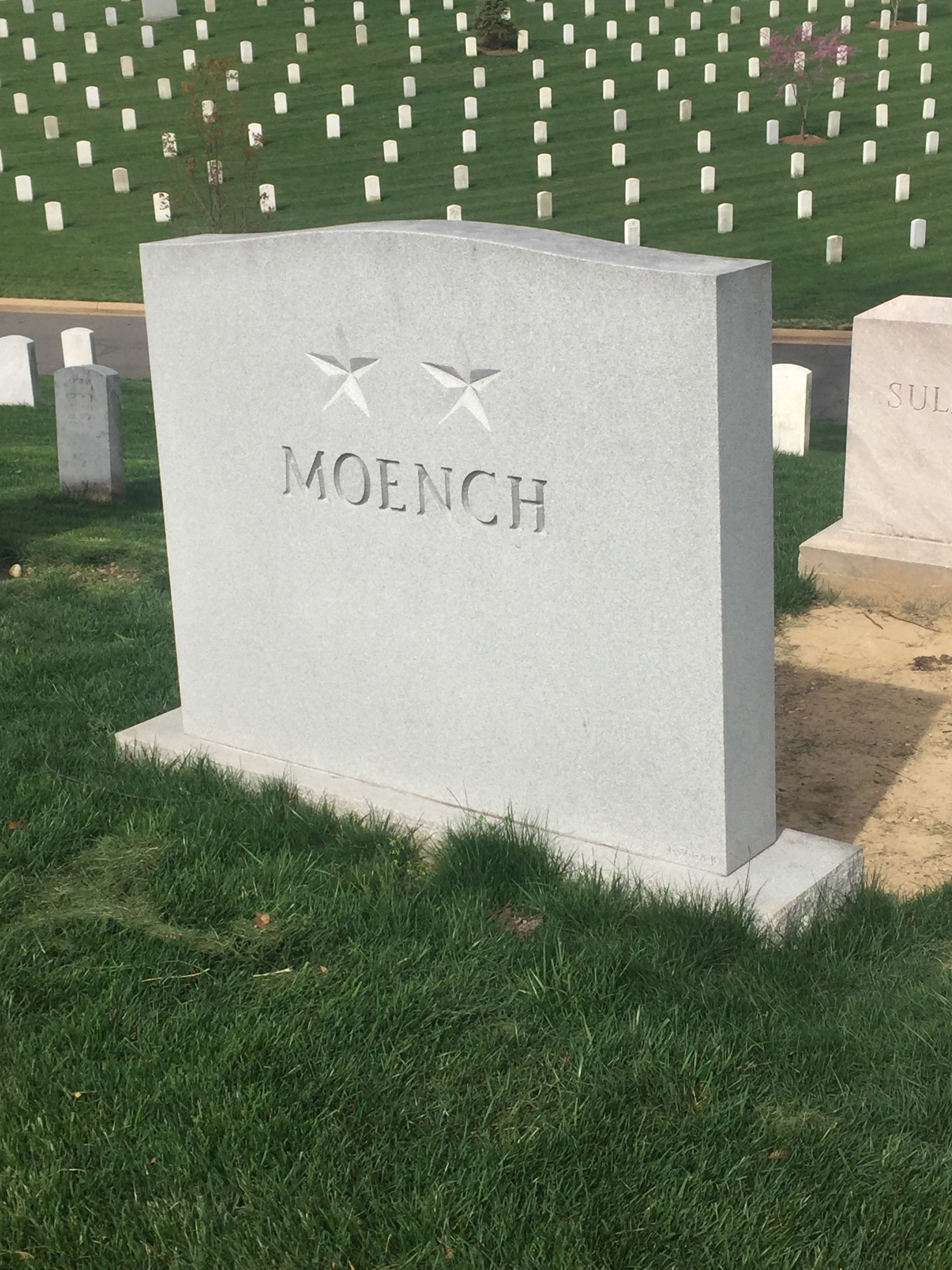 Back of headstone — John Moench