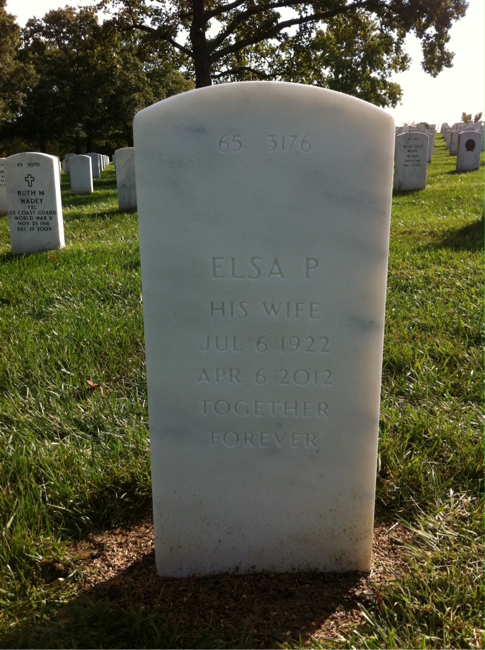 Back of headstone — Walter Benson