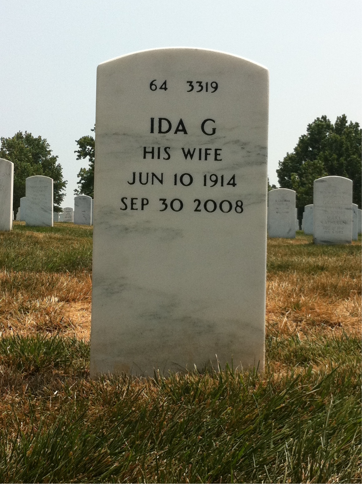 Back of headstone — George Coe