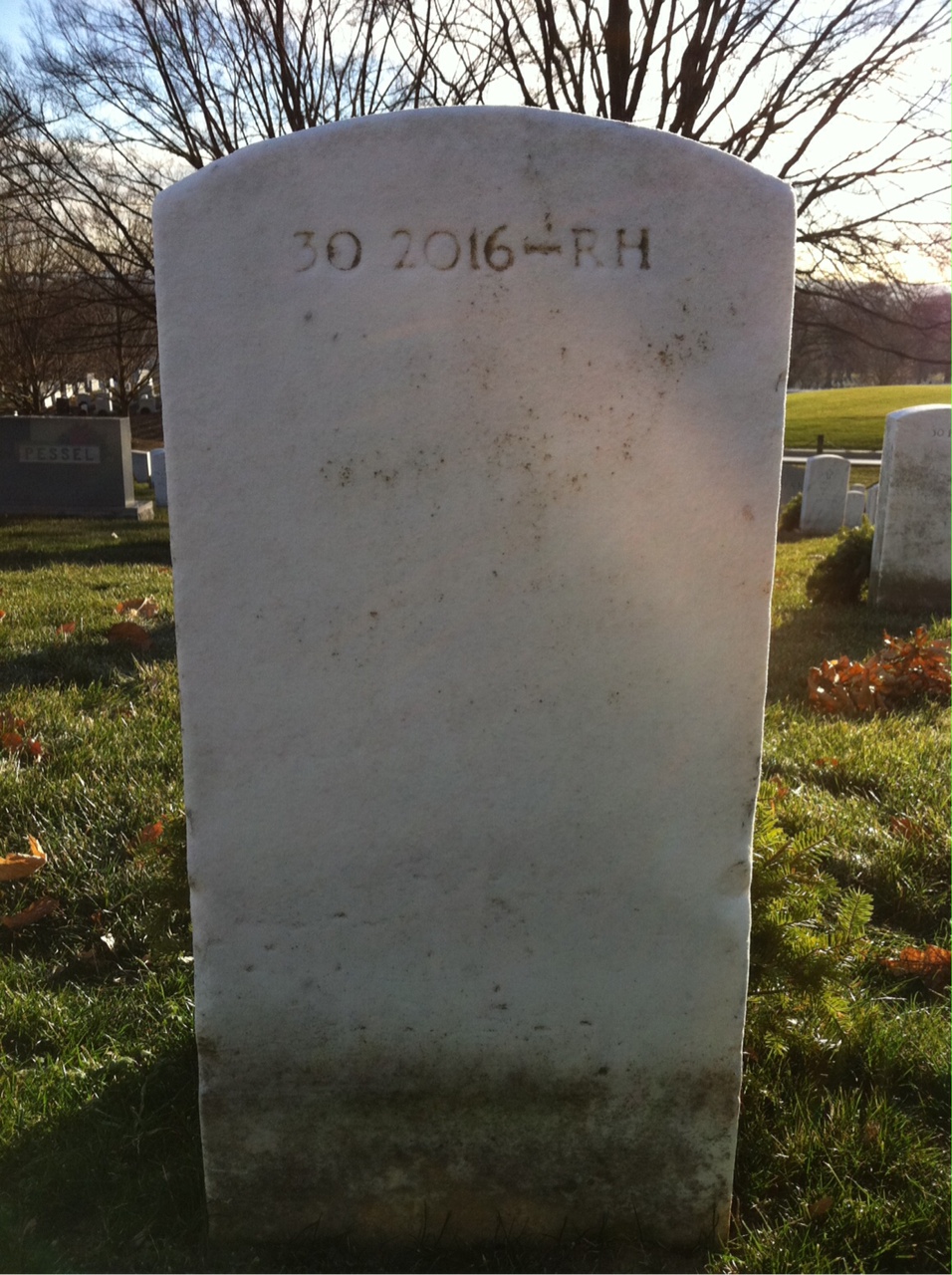 Back of headstone — Warren Anderson