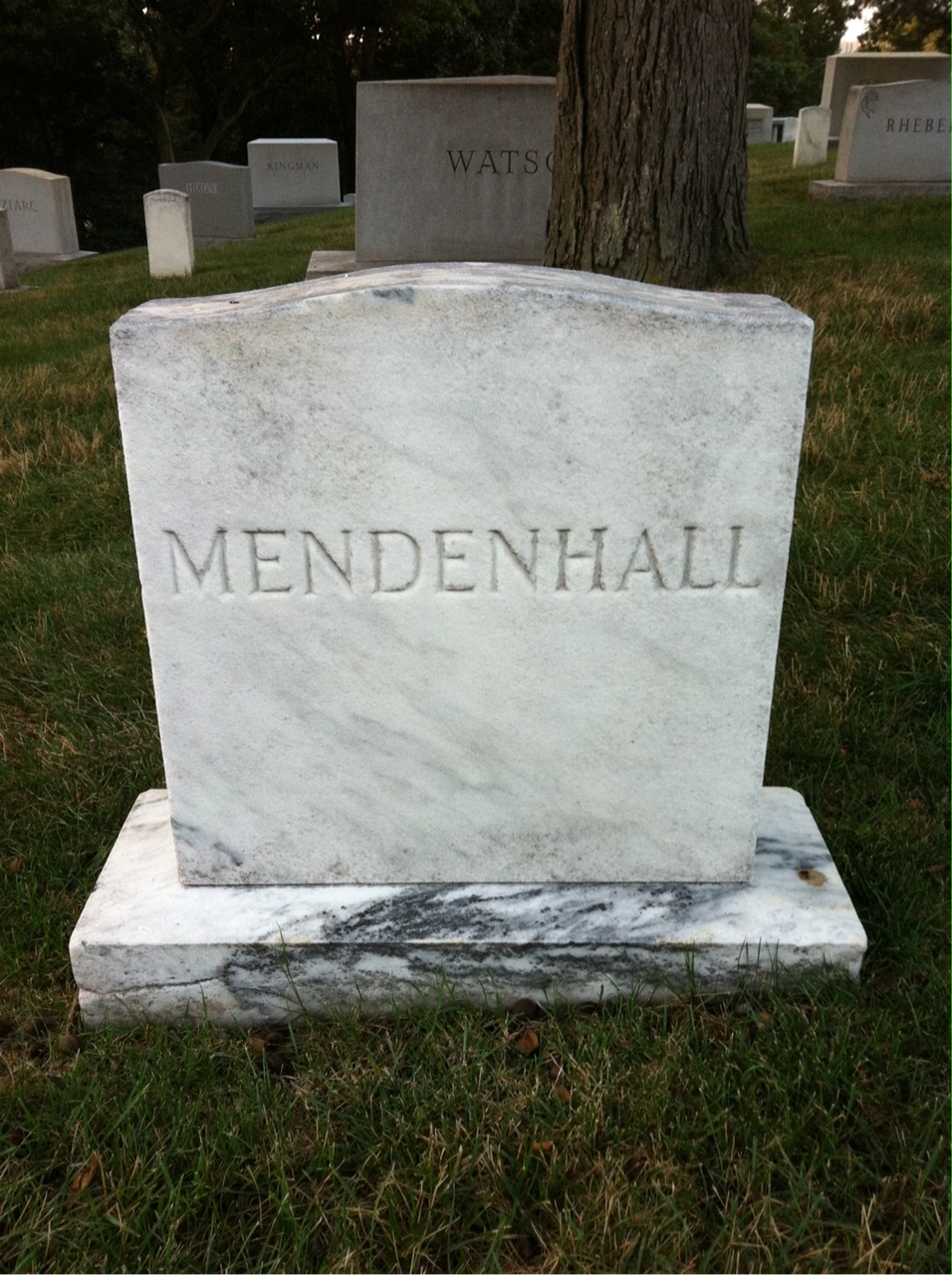 Back of headstone — Henrietta Mendenhall