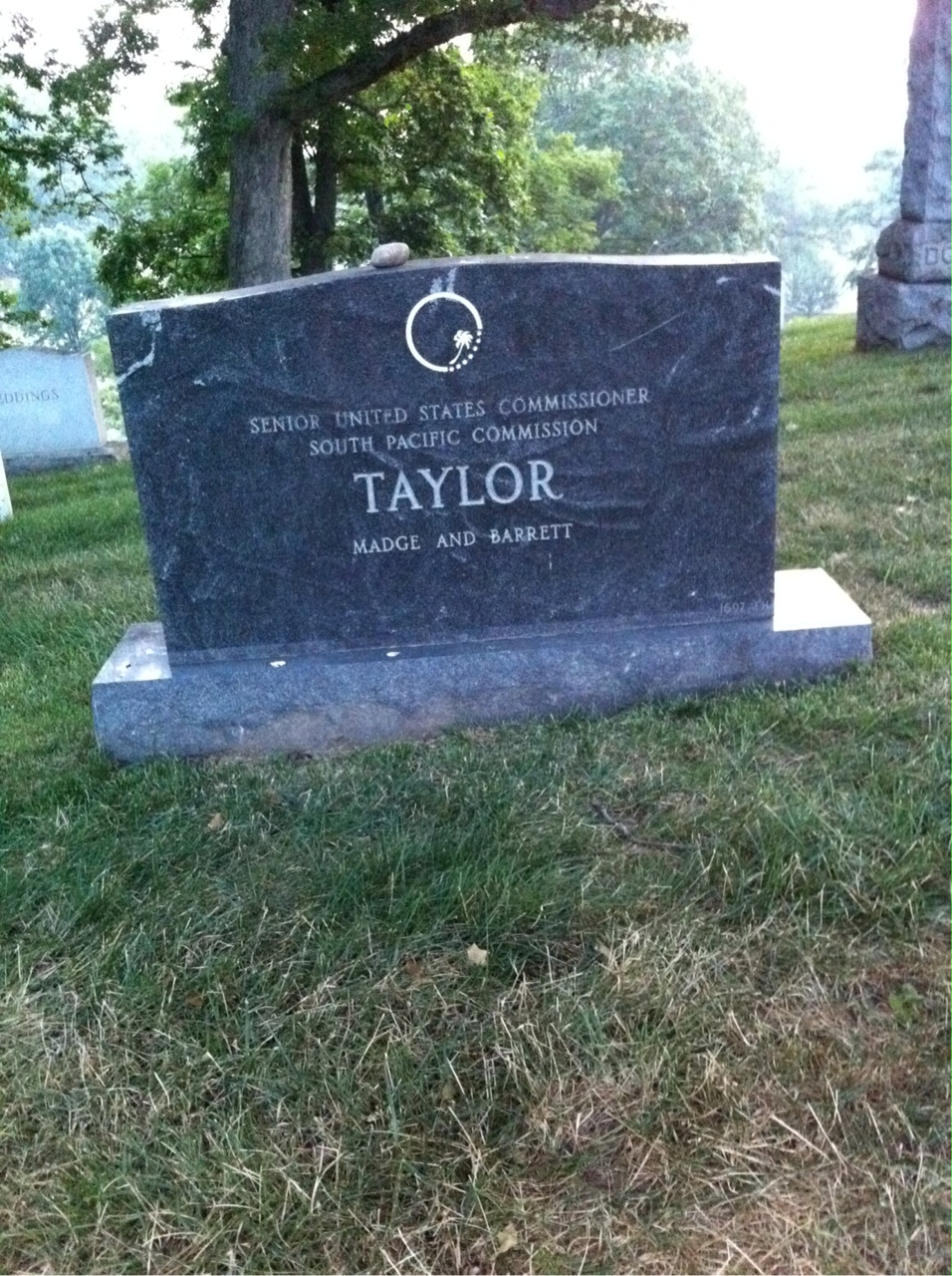 Back of headstone — William Taylor