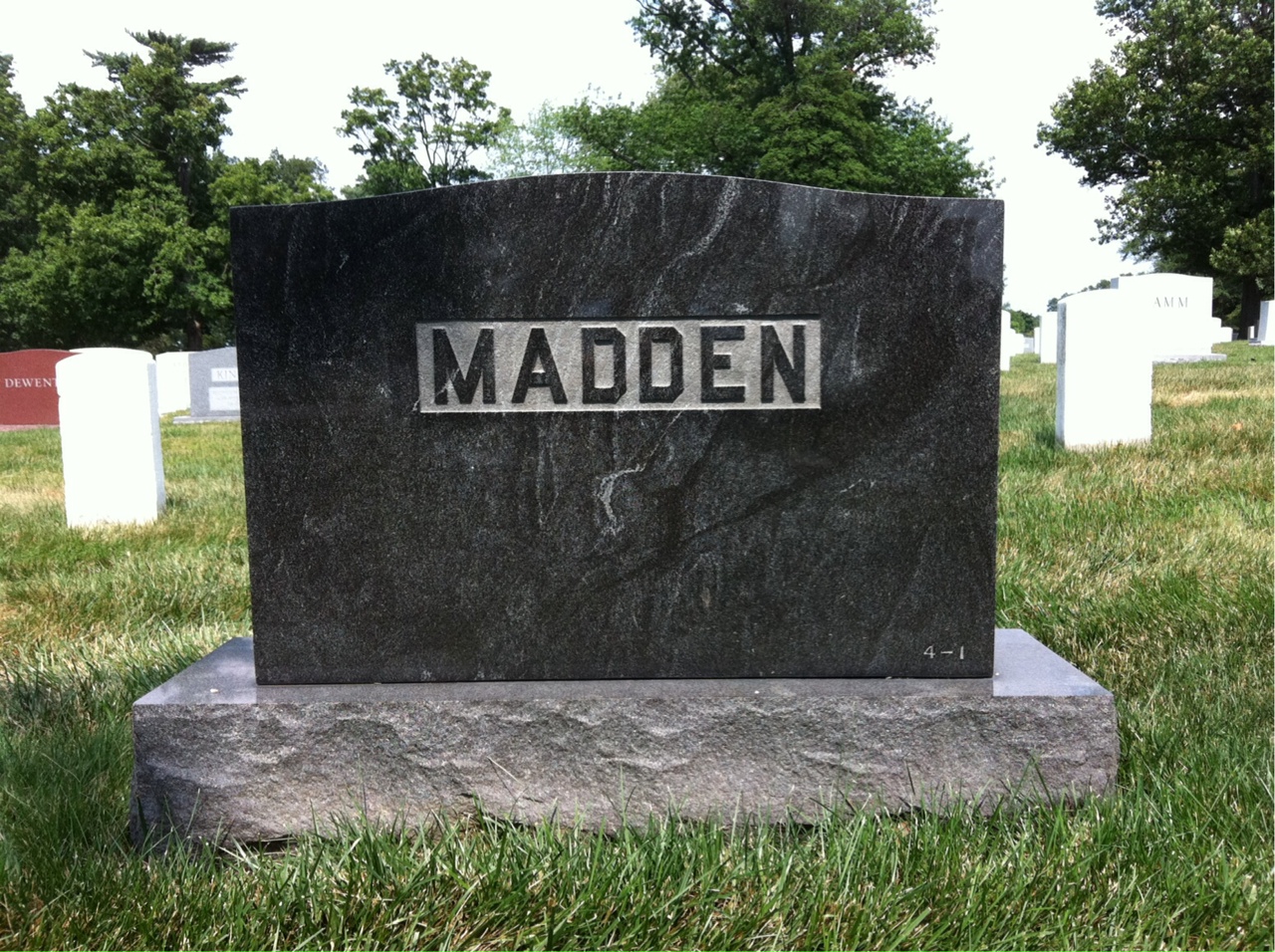 Back of headstone — Edward Madden