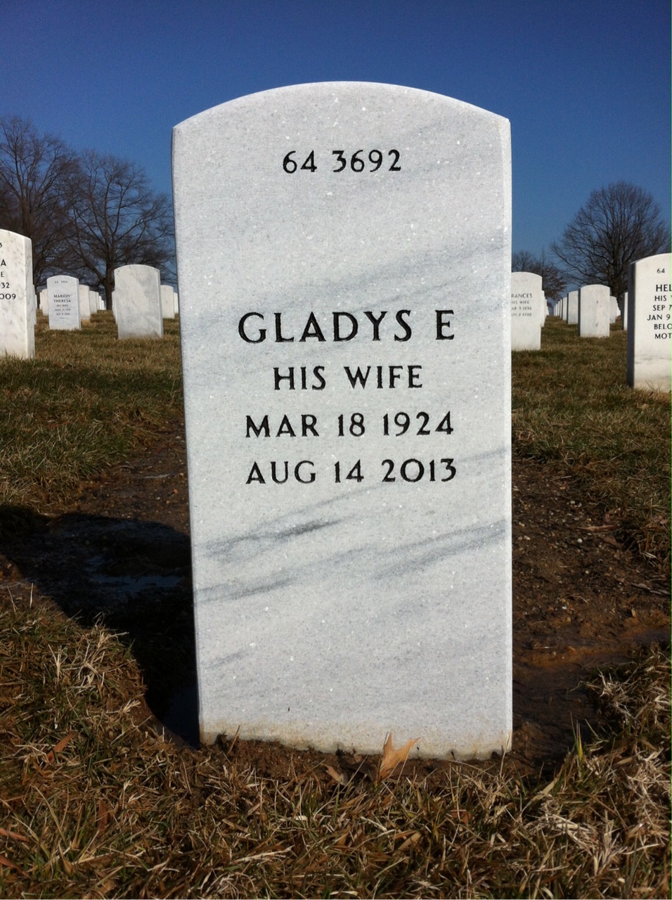Back of headstone — George Armstrong