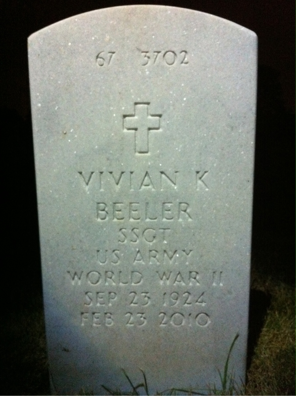 Back of headstone — James Beeler