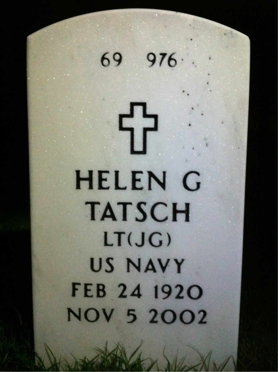 Back of headstone — Helen Tatsch