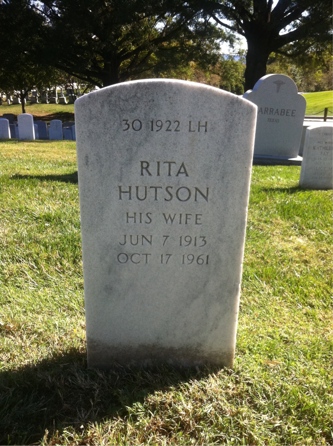 Back of headstone — Rita Montroy