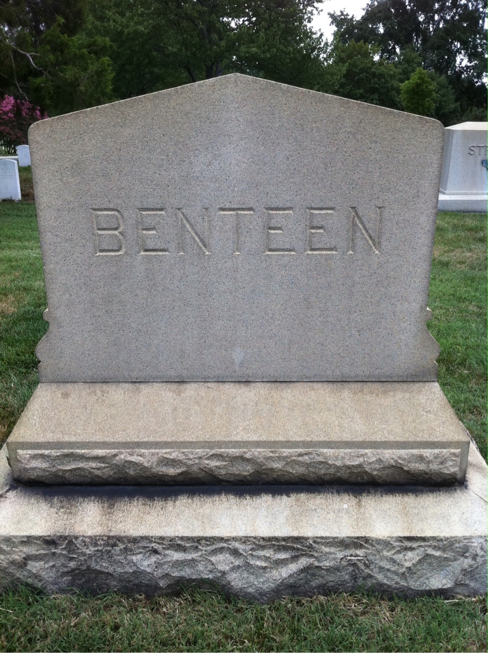 Back of headstone — Frederick Benteen