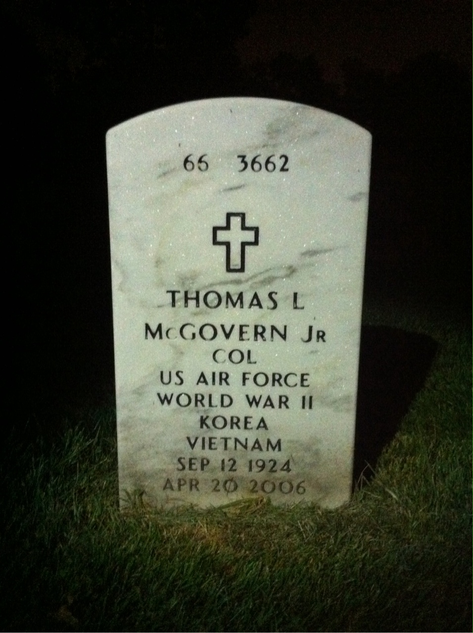 Back of headstone — Thomas Mcgovern