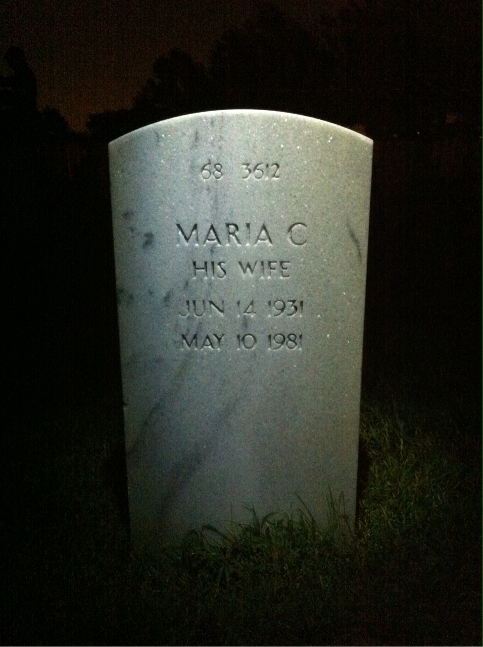 Back of headstone — Carlyle Amory