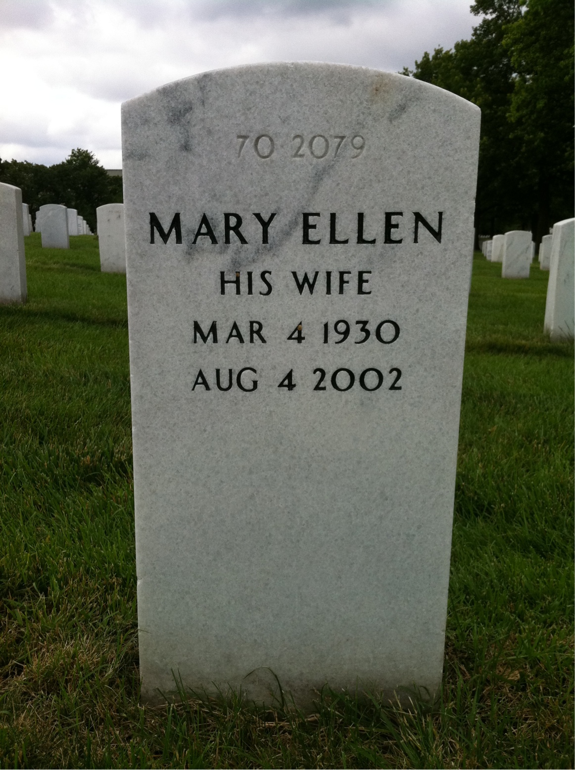 Back of headstone — Mary Ellen Mueller