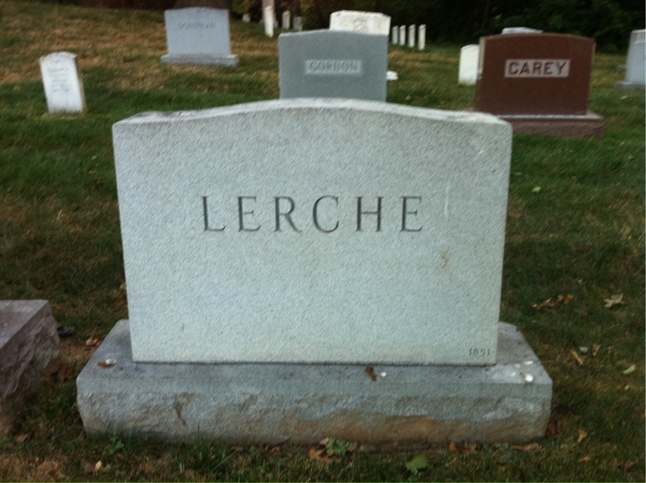 Back of headstone — Charles Lerche