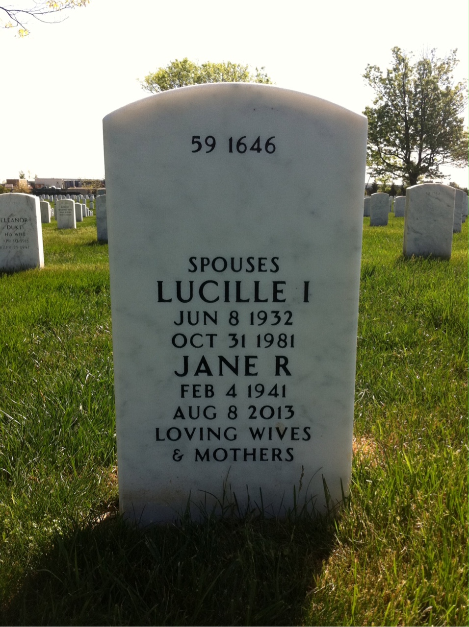 Back of headstone — Anthony Arbisi