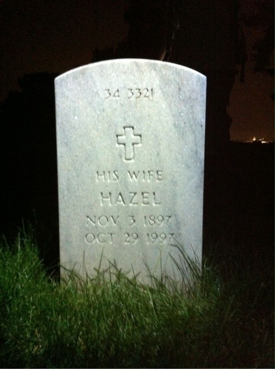 Back of headstone — Hazel Moll
