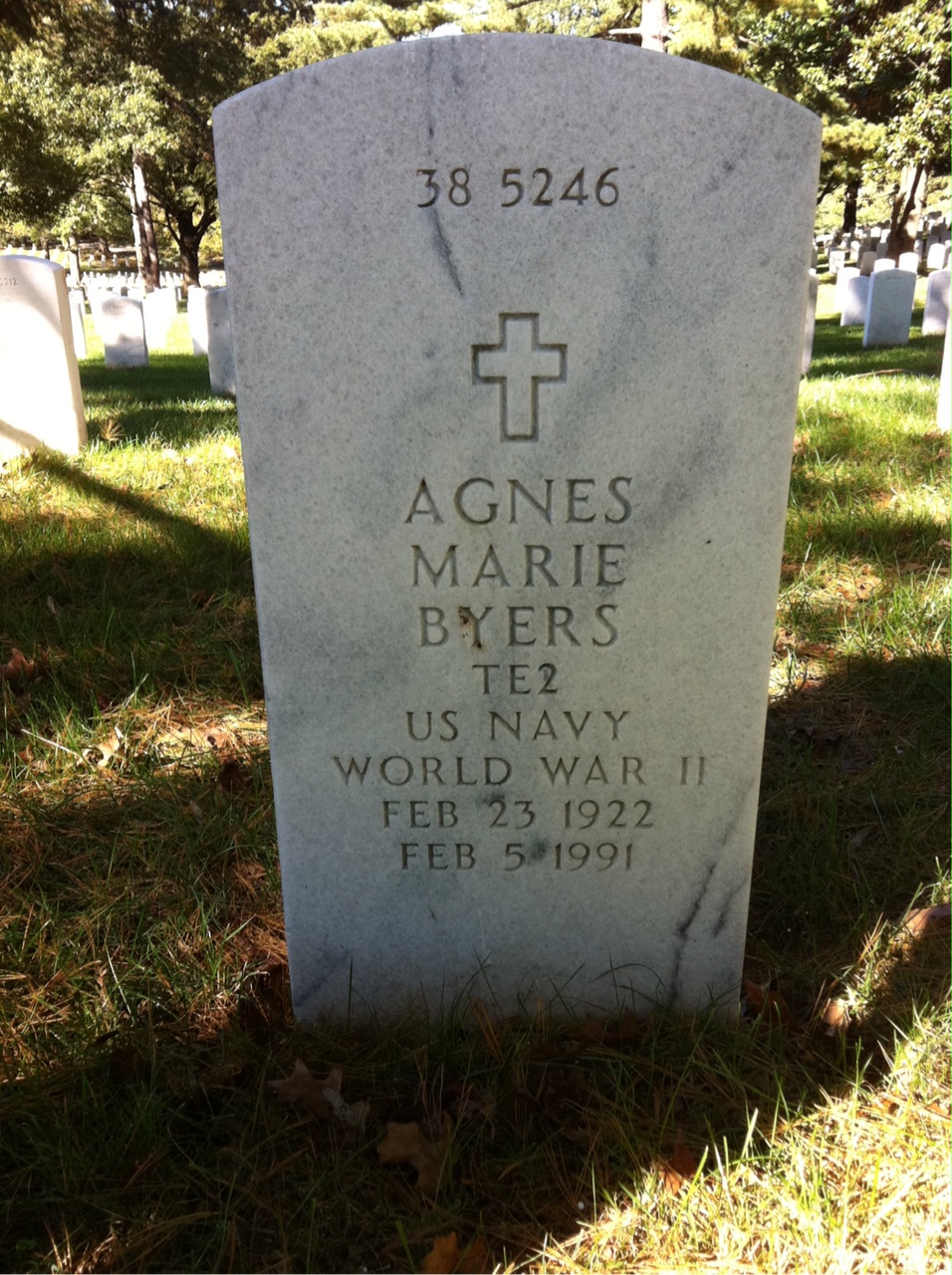 Back of headstone — Agnes Byers