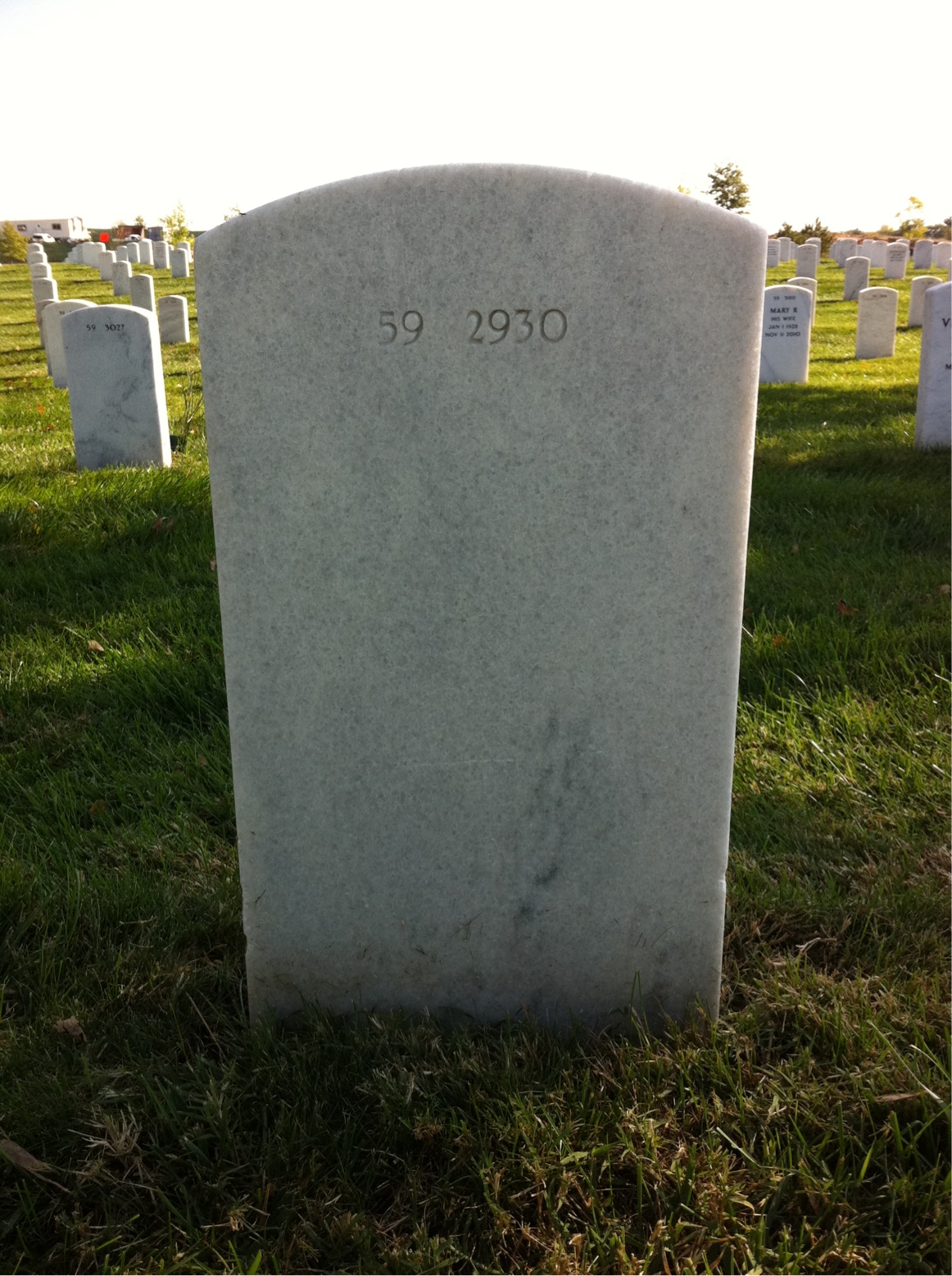 Back of headstone — Dale Adams