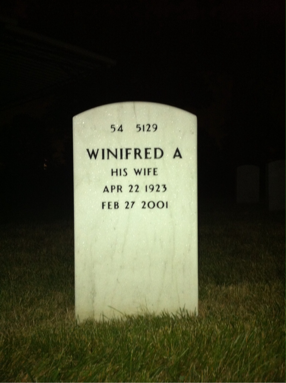 Back of headstone — Lowell Harlan
