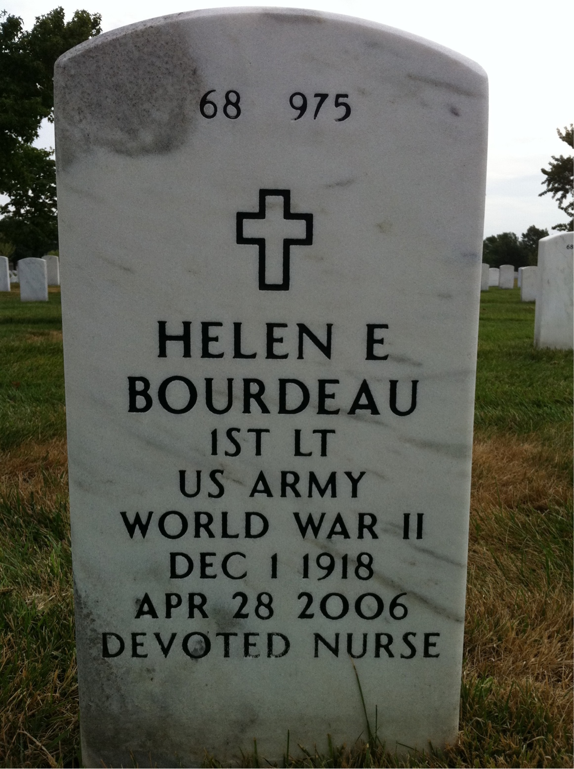 Back of headstone — Cledith Bourdeau